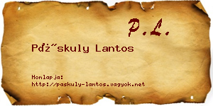 Páskuly Lantos névjegykártya